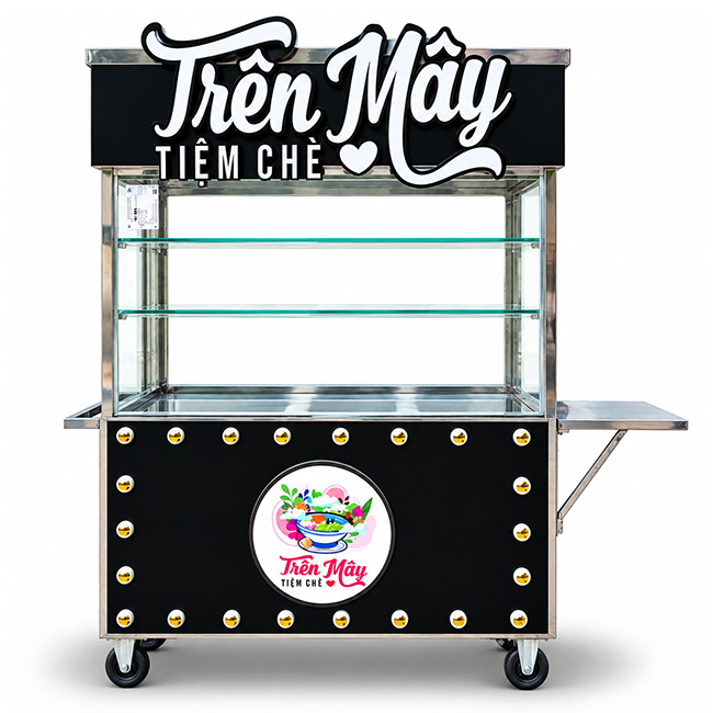 Xe đẩy bán chè Tiệm chè Trên Mây mái bằng XI-120-MB