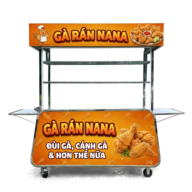 Xe đẩy gà rán 2m mái bằng Nana XI-200-MB