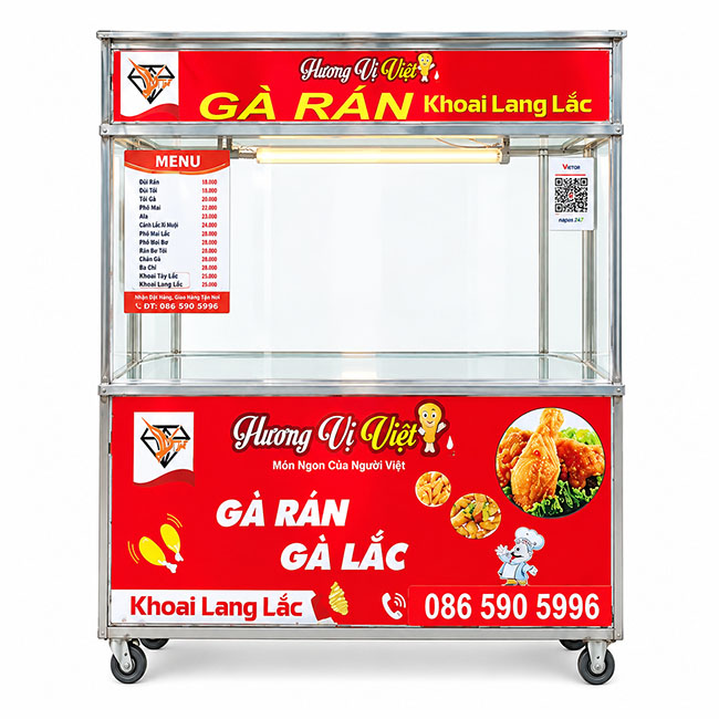 Xe gà rán khoai lang lắc mái bằng 1m5
