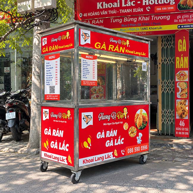 Xe gà rán khoai lang lắc phù hợp với hộ kinh doanh khu dân cư