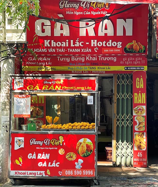 Xe gà rán khoai lang lắc phù hợp với bán hàng online và trực tiếp