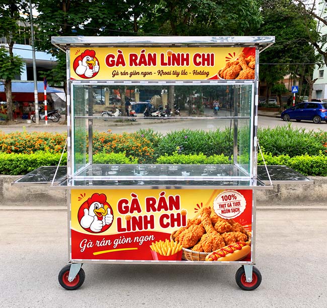 Xe gà rán mái bằng Linh Chi 1m8 bố trí tiện lợi