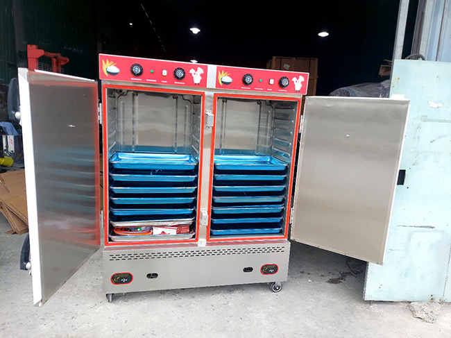 Bàn giao tủ cơm công nghiệp cho khách