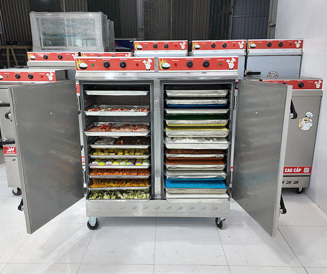 Kết cấu tủ và cửa đóng hỗ trợ giữ nhiệt trong quá trình hấp
