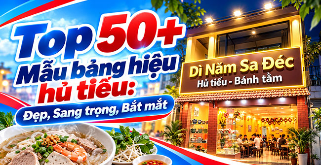 Top 50+ Mẫu bảng hiệu hủ tiếu: Đẹp, Sang trọng, Bắt mắt