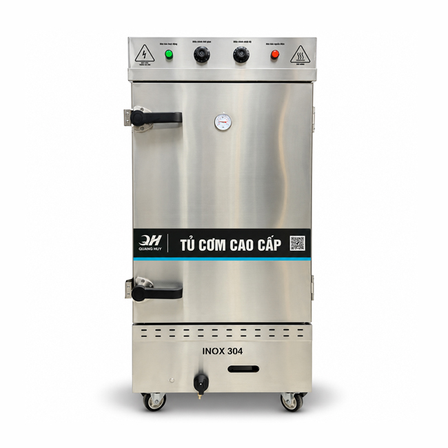 Tủ cơm công nghiệp điện gas 12 khay inox 304 TC12DGL-SX