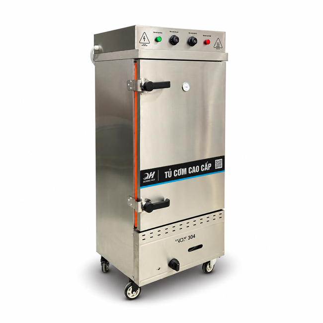 Tủ cơm công nghiệp điện gas 12 khay inox 304 TC12DGL-SX