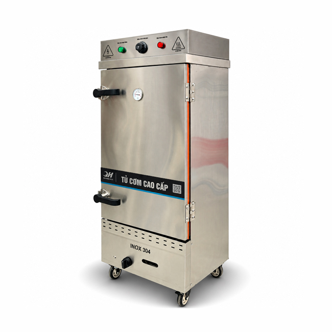 Tủ cơm công nghiệp điện gas 12 khay inox 304 TC12DGL-SX