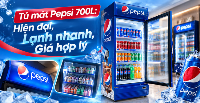Tủ mát Pepsi 700L: Hiện đại, Lạnh nhanh, Giá hợp lý