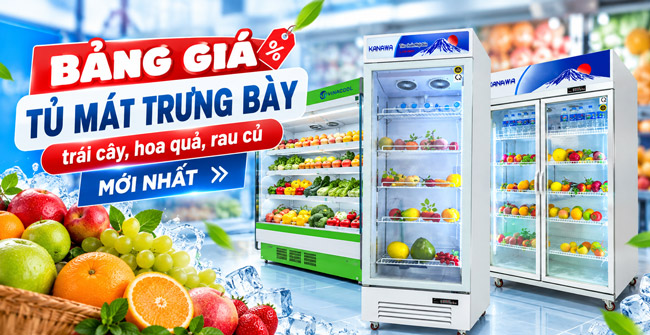 Bảng giá tủ mát trưng bày trái cây, hoa quả, rau củ mới nhất